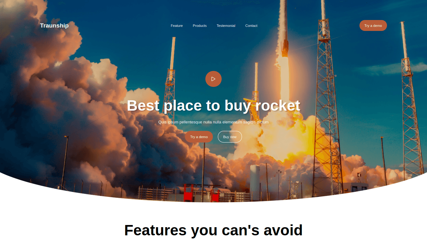 Preview of Traunship Landing Page